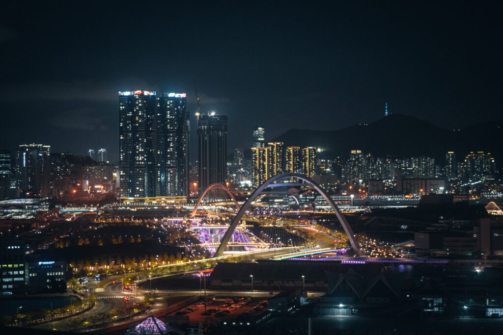 Night View over Busan in South Korea City Skyline and Urban Cityscape shot by Stefan Sperl