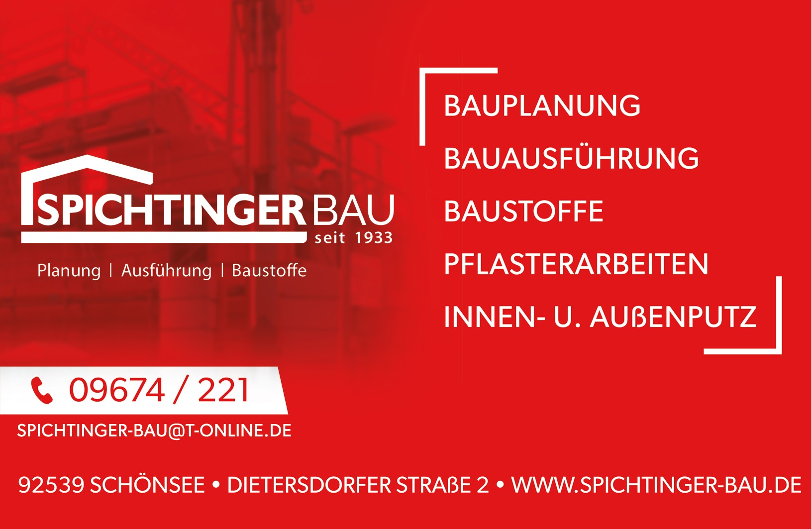 Bauzaunbanner der Firma Spichtinger Bau mit Kontaktdaten | erstellt von Stefan Sperl